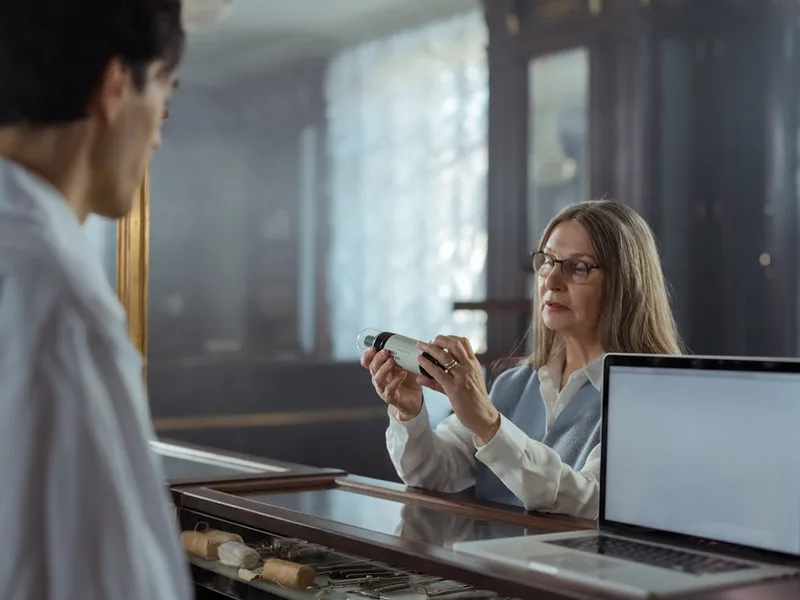 Pharmacist providing emergency supply